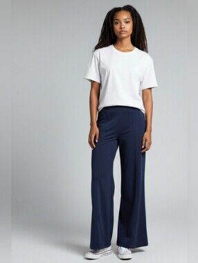 David Dixon High-Rise Wide Leg Pants in Navy 3106